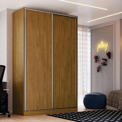 Guarda Roupa Solteiro 147x59,8x235cm 2 Portas 3 Gavetas Freijó Natural RC2004 Emovell