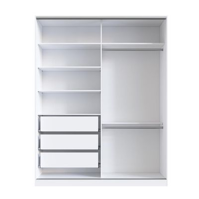 Guarda Roupa Solteiro Branco Espelho 2 Portas de Correr 183x59,8x235cm Emovell