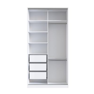 Guarda Roupa Solteiro Branco Espelho 2 Portas de Correr 120x59,8x235cm RC2005 Emovell