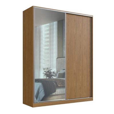 Guarda Roupa Solteiro Espelho Freijó Natural 2 Portas 3 Gavetas 183x59,8x235cm RC 2003 Emovell
