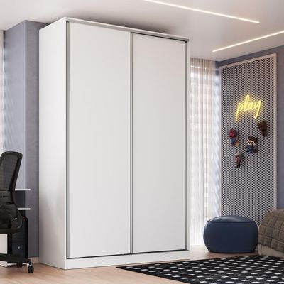 Guarda Roupa Solteiro 2 Portas 3 Gavetas Branco 147x59,8x235cm RC2004 Emovell