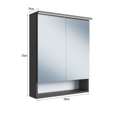 Armário Espelheira para Banheiro com 2 Portas e Iluminação