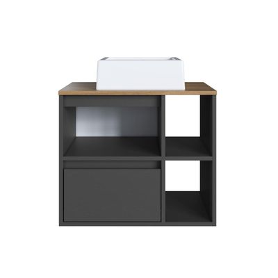 Gabinete de Banheiro Suspenso 60cm com 2 Nichos 1 Porta Basc