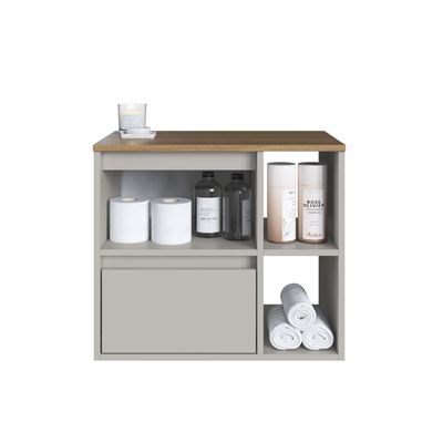 Gabinete de Banheiro Suspenso 60cm com 2 Nichos 1 Porta Basc