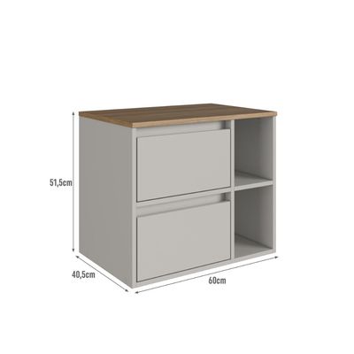 Gabinete de Banheiro Suspenso 60cm com 2 Nichos 1 Porta Basc