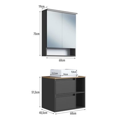 Conjunto para Banheiro Gabinete Suspenso 60cm com Cuba Espel