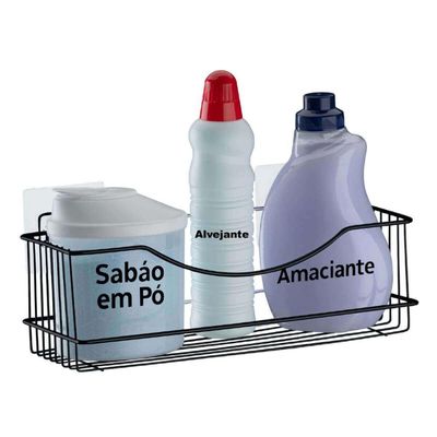 Kit 2 Prateleiras Suportes Shampoo Preta Linha Adesiva para