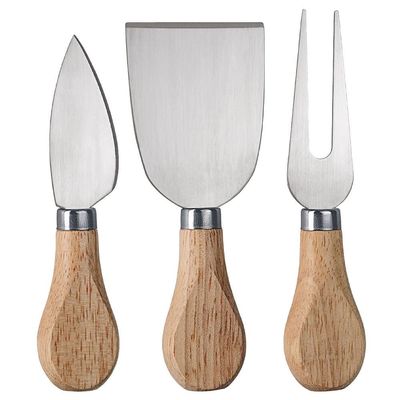 Conjunto para Queijo Inox/Madeira 3 Peças Euro Home Inox