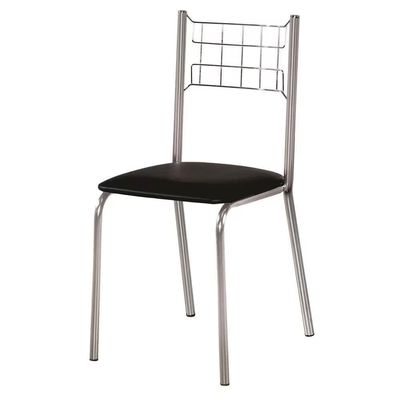 Conjunto Sala de Jantar Mesa Montana Tampo de Vidro 120x80cm e 4 Cadeiras Íris Aço Cromado Aço Nobre Incolor/Preto