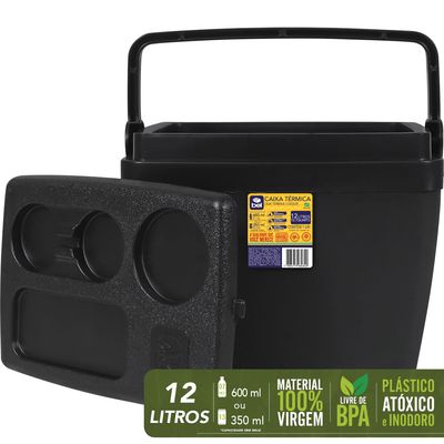 Caixa Térmica 12 Litros Preta Bel Único / Preto