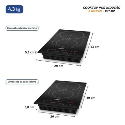 Cooktop de Indução 2 Bocas CTI-02 Mondial Preto / 220V