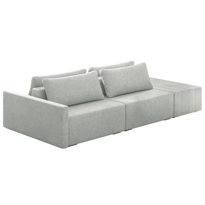 Sofá Ilha Modulado Milos 252cm Puff Lateral Linho Cinza Claro G33 - Gran Belo