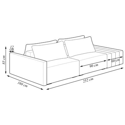 Sofá Ilha Modulado Puff Lateral Base Madeira Milos 252cm Linho Cinza Claro G33 - Gran Belo