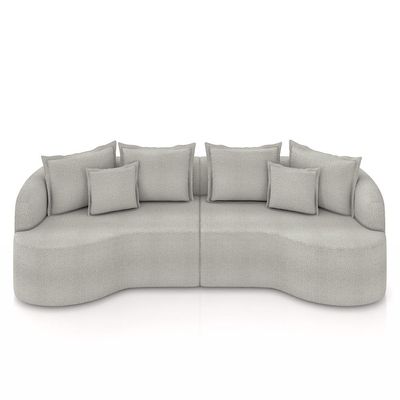 Sofá Living Decorativo Salinas 2 Lugares com Almofadas 210cm Modulado Bouclê Cinza G33 - Gran Belo