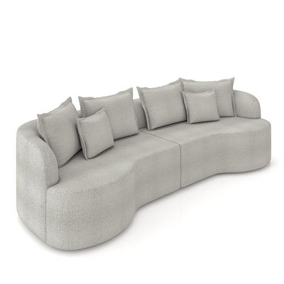 Sofá Living Decorativo Salinas 2 Lugares com Almofadas 210cm Modulado Bouclê Cinza G33 - Gran Belo