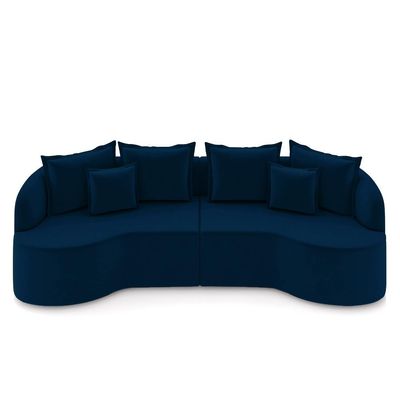 Sofá Living Decorativo Salinas 2 Lugares com Almofadas 210cm Modulado Veludo Azul G33 - Gran Belo