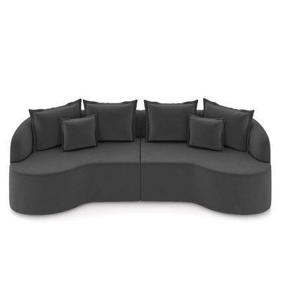 Sofá Living Decorativo Salinas 2 Lugares com Almofadas 210cm Modulado Veludo Grafite G33 - Gran Belo