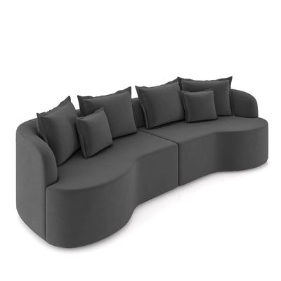 Sofá Living Decorativo Salinas 2 Lugares com Almofadas 210cm Modulado Veludo Grafite G33 - Gran Belo
