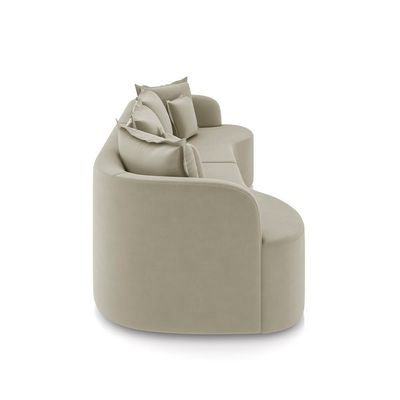 Sofá Living Decorativo Salinas 3 Lugares com Almofadas 230cm Modulado Veludo Bege G33 - Gran Belo