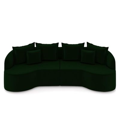Sofá Living Decorativo Salinas 3 Lugares com Almofadas 230cm Modulado Veludo Verde G33 - Gran Belo