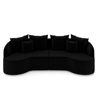 Sofá Living Decorativo Salinas 3 Lugares com Almofadas 230cm Modulado Veludo Preto G33 - Gran Belo