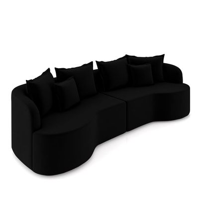 Sofá Living Decorativo Salinas 3 Lugares com Almofadas 230cm Modulado Veludo Preto G33 - Gran Belo
