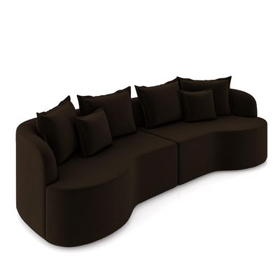Sofá Living Decorativo Salinas 3 Lugares com Almofadas 230cm Modulado Veludo Marrom G33 - Gran Belo