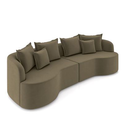 Sofá Living Decorativo Salinas 3 Lugares com Almofadas 250cm Modulado Veludo Castor G33 - Gran Belo