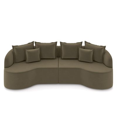 Sofá Living Decorativo Salinas 3 Lugares com Almofadas 250cm Modulado Veludo Castor G33 - Gran Belo