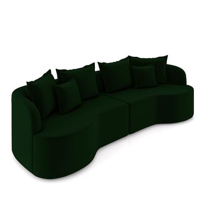 Sofá Living Decorativo Salinas 3 Lugares com Almofadas 250cm Modulado Veludo Verde G33 - Gran Belo
