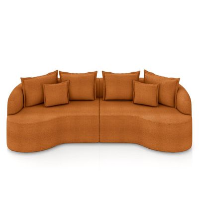 Sofá Living Decorativo Salinas 4 Lugares com Almofadas 290cm Modulado Bouclê Terracota G33 - Gran Belo