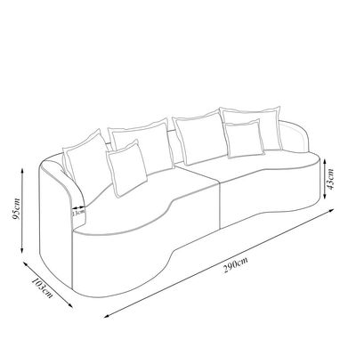 Sofá Living Decorativo Salinas 4 Lugares com Almofadas 290cm Modulado Bouclê Verde G33 - Gran Belo