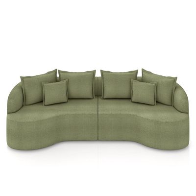 Sofá Living Decorativo Salinas 4 Lugares com Almofadas 290cm Modulado Bouclê Verde G33 - Gran Belo