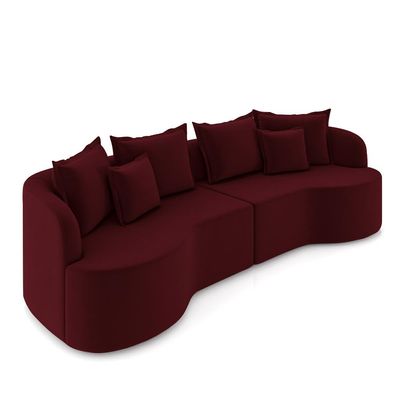 Sofá Living Decorativo Salinas 4 Lugares com Almofadas 290cm Modulado Veludo Bordô G33 - Gran Belo