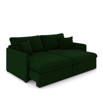 Sofá Reclinável e Retrátil Gandalf Bipartido 154cm Caixa Zero com Almofadas Veludo Verde G33 - Gran Belo