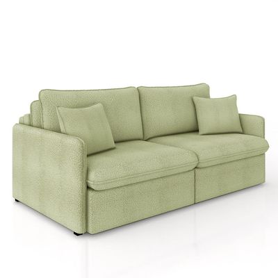 Sofá Reclinável e Retrátil Gandalf Bipartido 214cm Caixa Zero com Almofadas Bouclê Verde G33 - Gran Belo