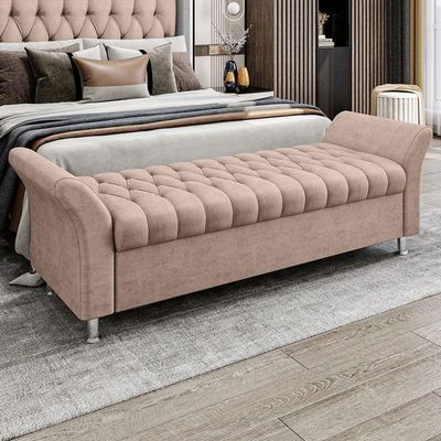 Recamier Puff Estofado Casal 140 Cm ágata Veludo Rose