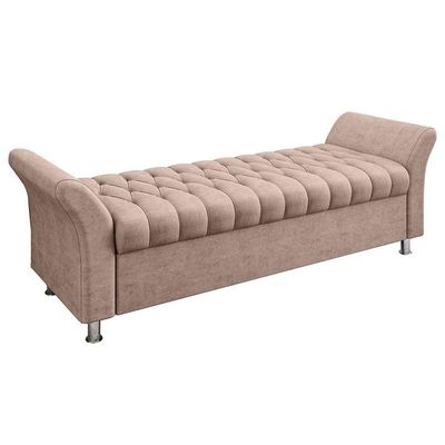 Recamier Puff Estofado Casal 140 Cm ágata Veludo Rose