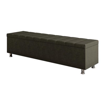 Calçadeira Baú Recamier Estofado King 195 Cm ônix Veludo Marrom