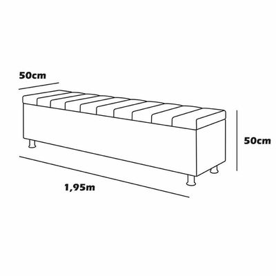 Calçadeira Baú Recamier Estofado King 195 Cm ônix Veludo Marrom