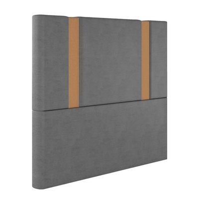 Cabeceira Estofada Solteiro 90 Cm Ametista Veludo Cinza