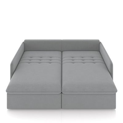 Sofá Reclinável e Retrátil Gandalf Bipartido 234cm Caixa Zero com Almofadas Veludo Cinza G33 - Gran Belo