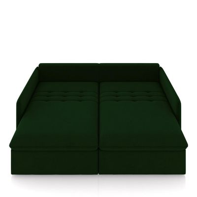 Sofá Reclinável e Retrátil Gandalf Bipartido 214cm Caixa Zero com Almofadas Veludo Verde G33 - Gran Belo