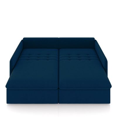 Sofá Reclinável e Retrátil Gandalf Bipartido 254cm Caixa Zero com Almofadas Veludo Azul G33 - Gran Belo
