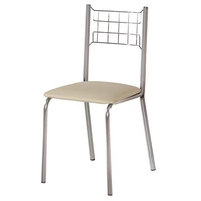 Conjunto Sala de Jantar Mesa Montana Tampo de Vidro 120x80cm e 4 Cadeiras Íris Aço Cromado Aço Nobre Off White/Bege