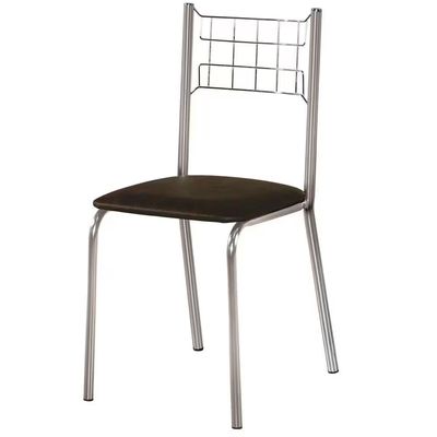 Conjunto Sala de Jantar Mesa Montana Tampo de Vidro 120x80cm e 4 Cadeiras Íris Aço Cromado Aço Nobre Incolor/Marrom