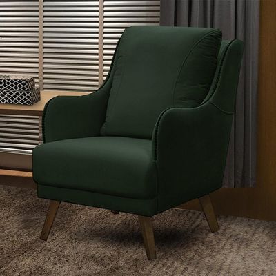 Poltrona Decorativa Catar com Tachas Veludo Verde - Gran Belo