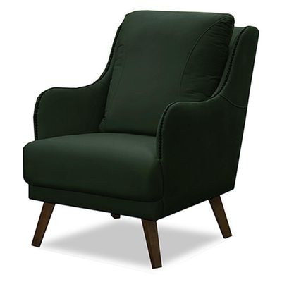 Poltrona Decorativa Catar com Tachas Veludo Verde - Gran Belo