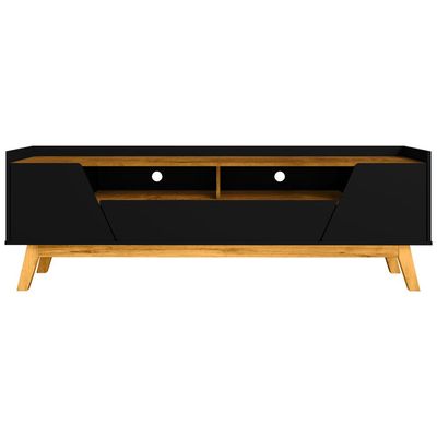 Rack Para Sala de Estar TV 70 Pol 180cm Morello B02 Preto Fosco Naturalle - Lyam Decor