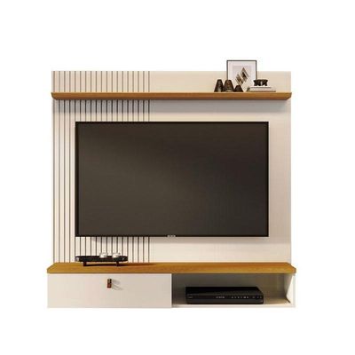 Estante Home Theater Suspenso íris Com Aparador Estoril Cinamomo Off White - Madetec